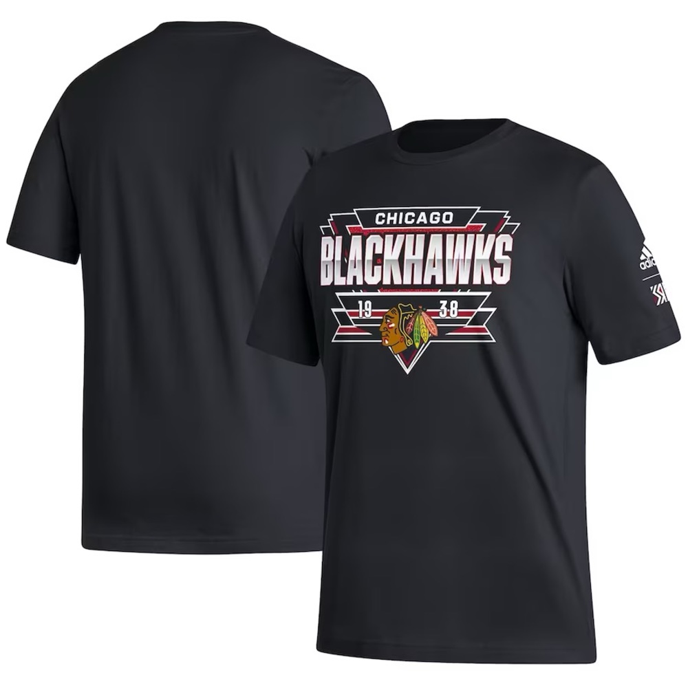 Men's Chicago Blackhawks adidas Black Reverse Retro 2.0 Fresh Playmaker T-Shirt